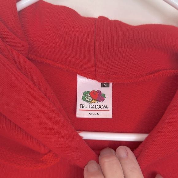 Prague Unisex Hoodie M Czech Republic Pockets Red with Raised Black Letters - Picture 5 of 8